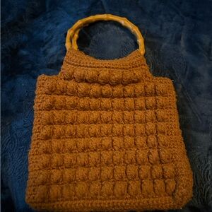 Chic Brown Tote Bag with Bamboo Handles